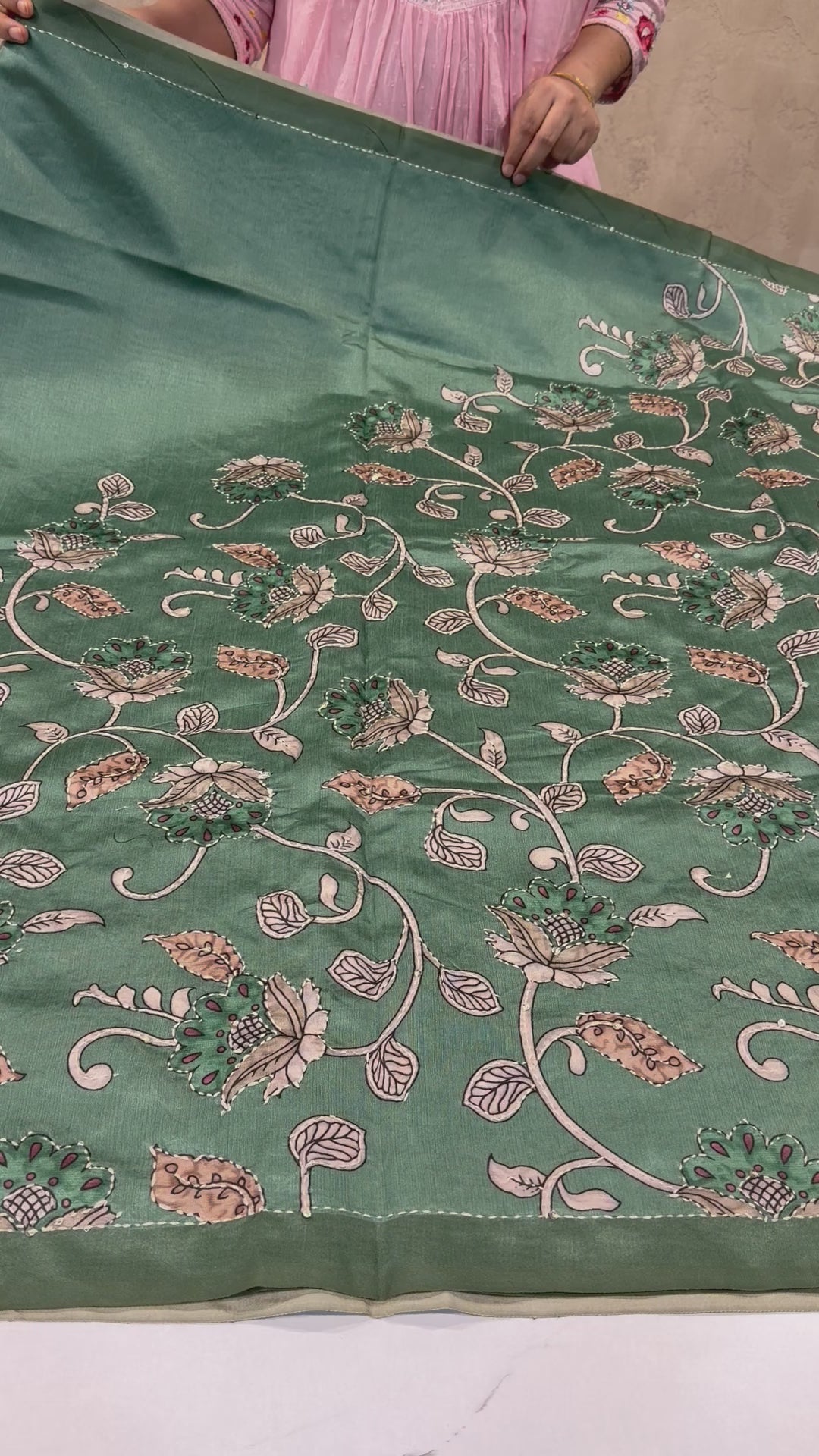 Semi Tussar Kalamkari kanta work