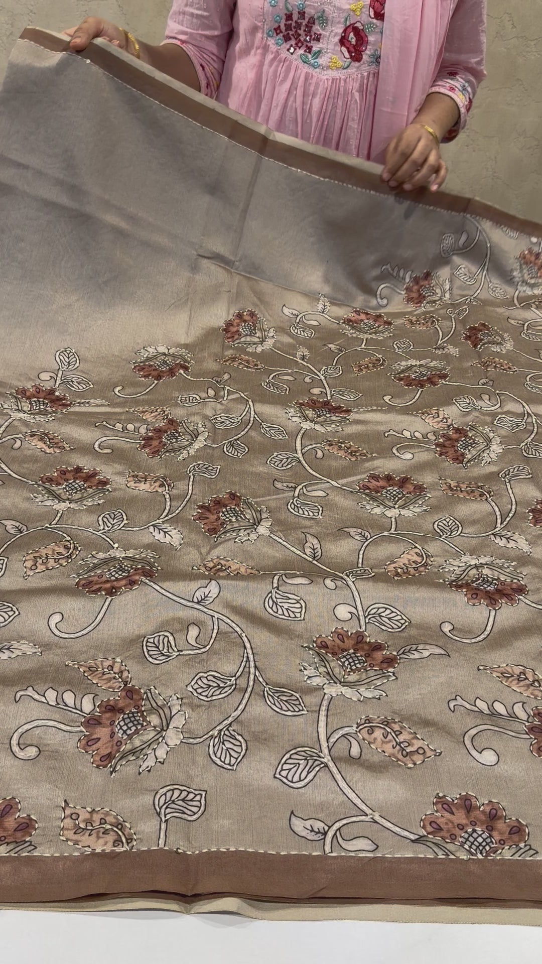 Semi Tussar Kalamkari kanta work 3