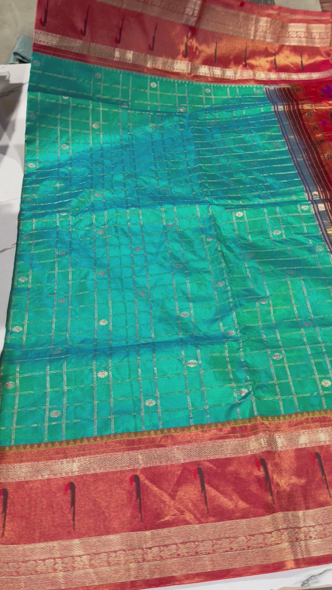 TMS-168 Rama green Pure gadwal tissue saree