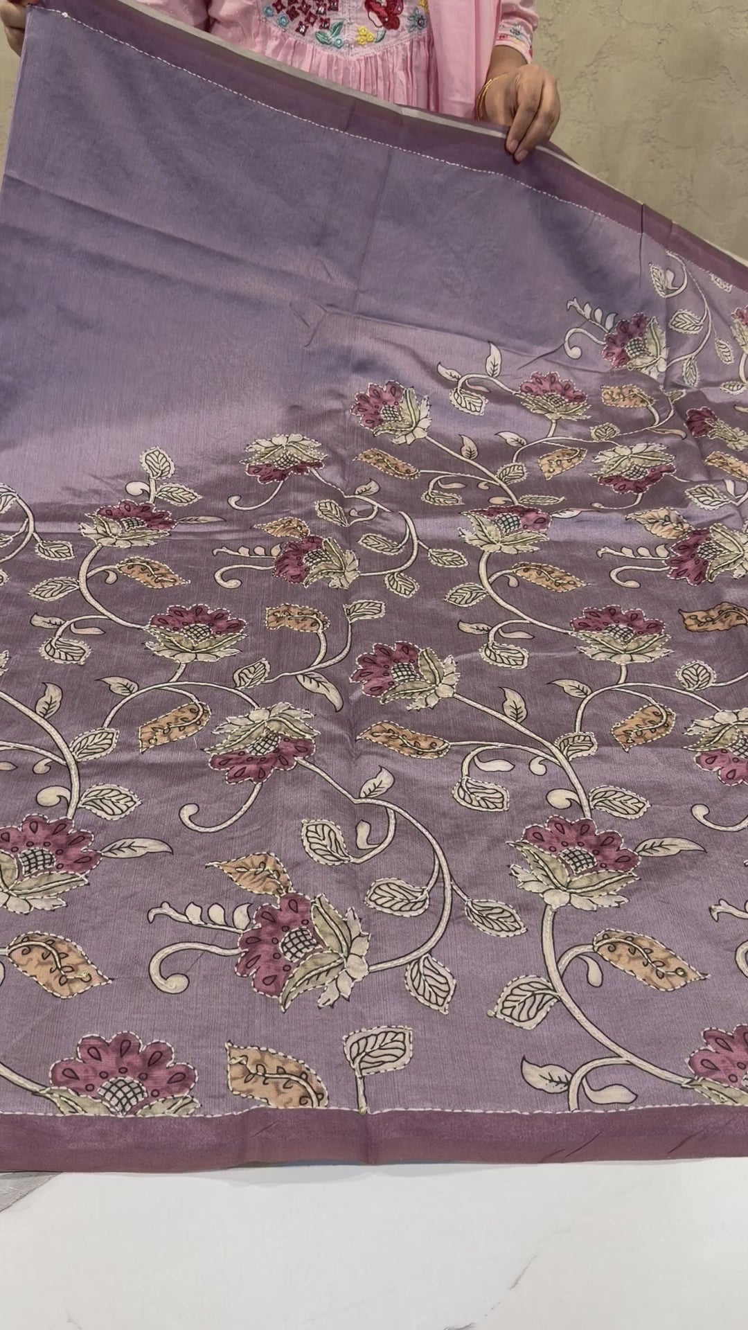 Semi Tussar Kalamkari kanta work