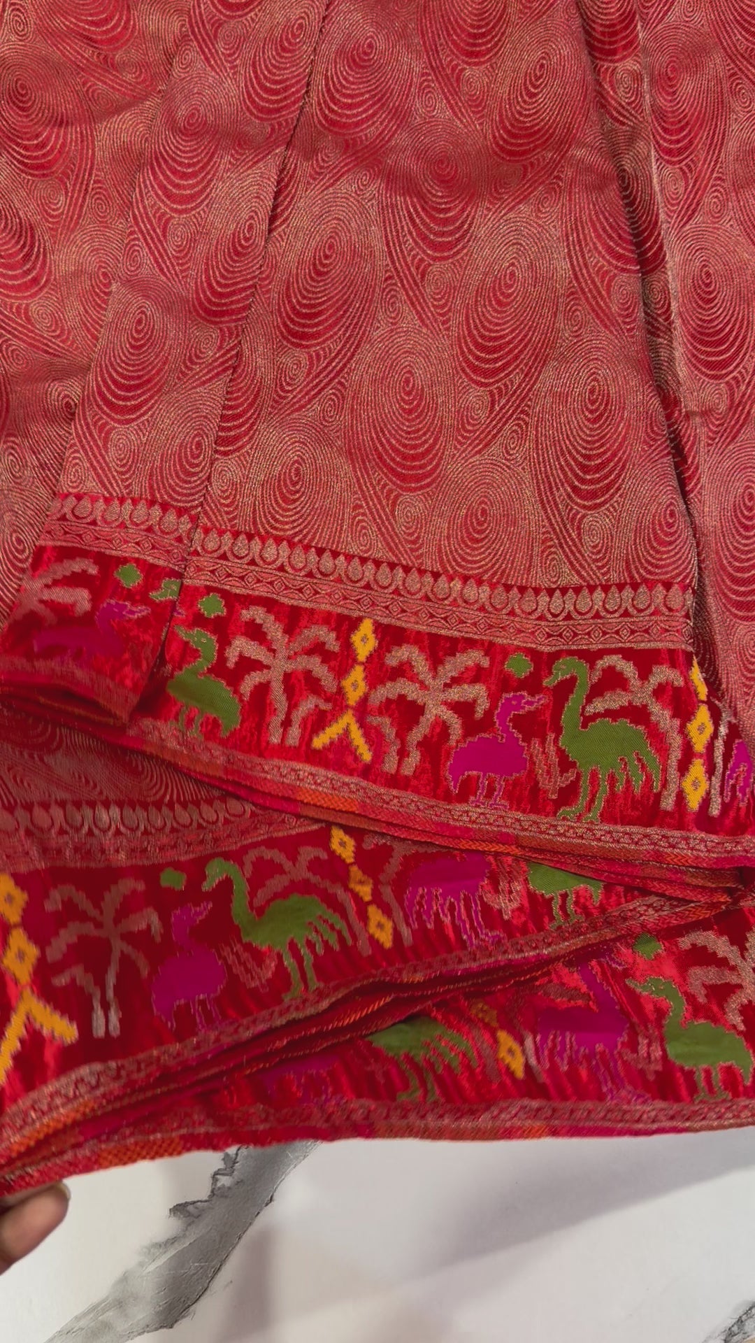 T-2998 Red colour banaras tissue Mashru borders saree