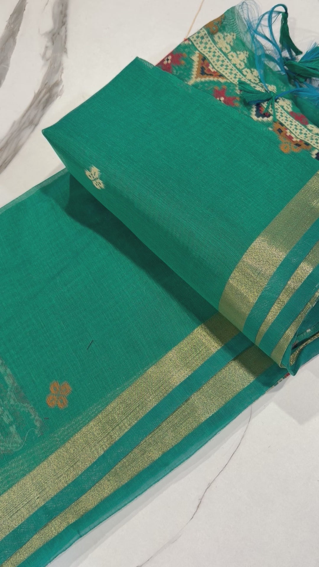 LP-19 Rama colour patola Linen jamdani saree