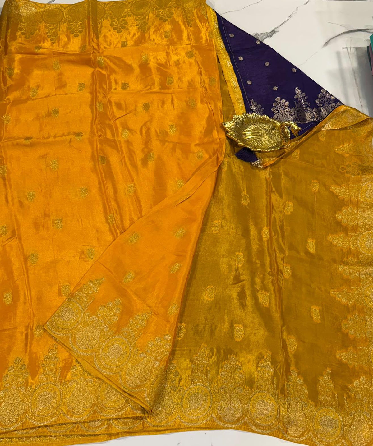 HS-2550 Yellow colour Ho crepe saree