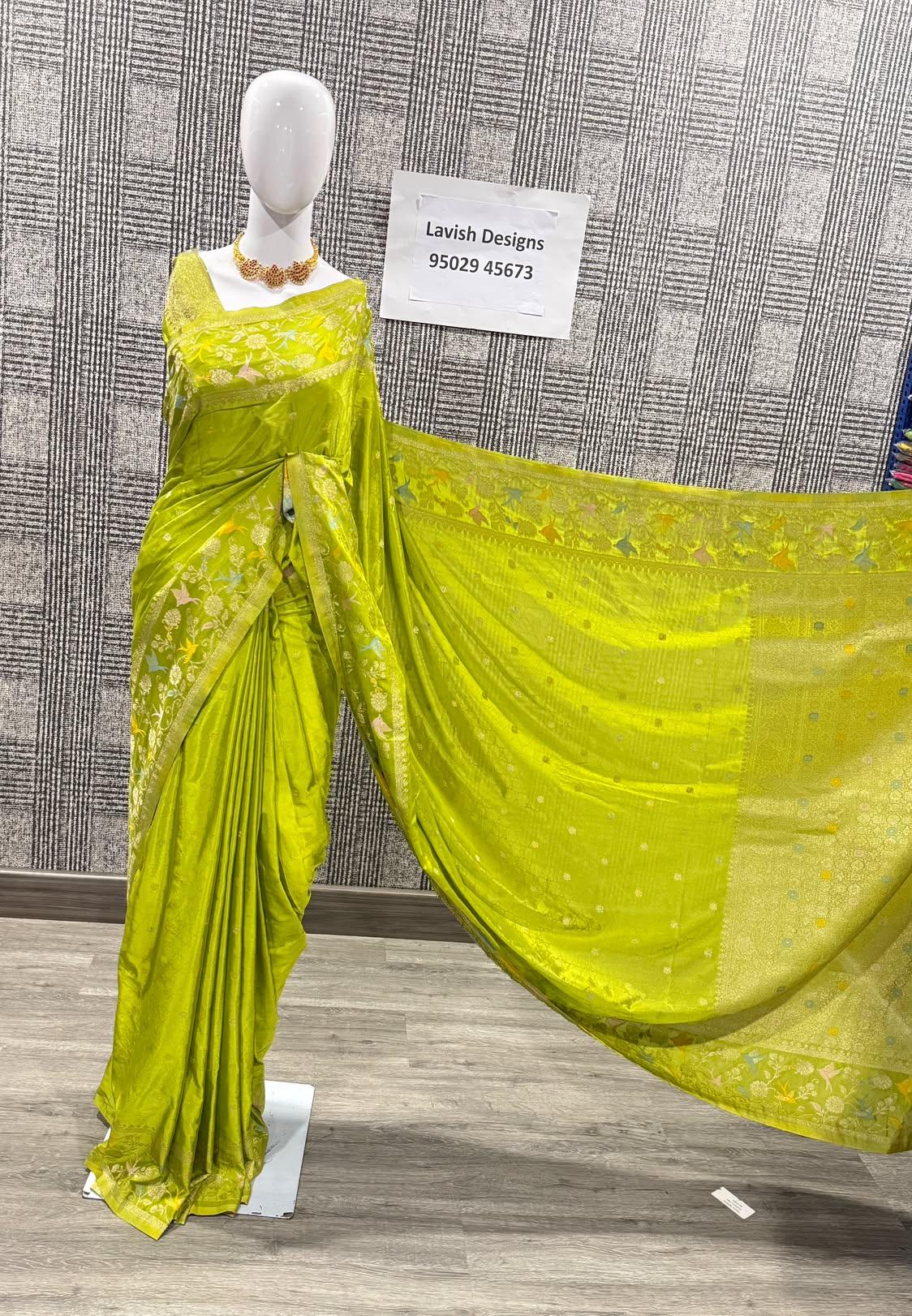 BCP-1850 Pesara green colour benny crepe saree