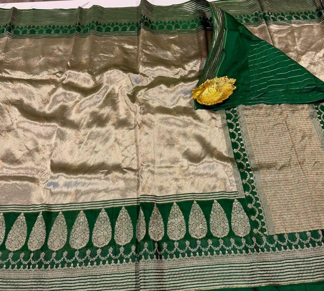 Kk-4500 green colour kanchi kora tissue saree