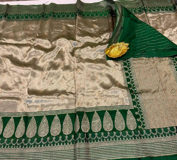 Kk-4500 green colour kanchi kora tissue saree