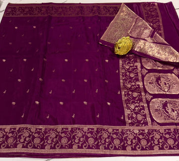 SC-1750 Purple colour katan Green Mango saree