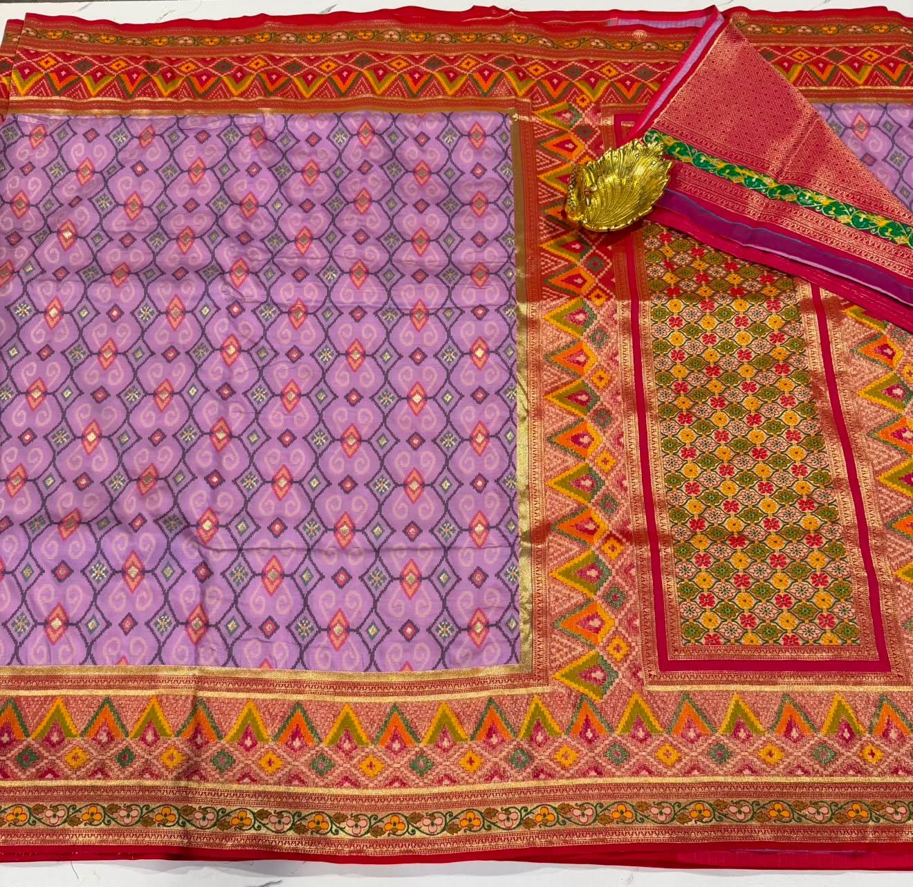 TT-3750 Patola lavender and pink tissue border saree