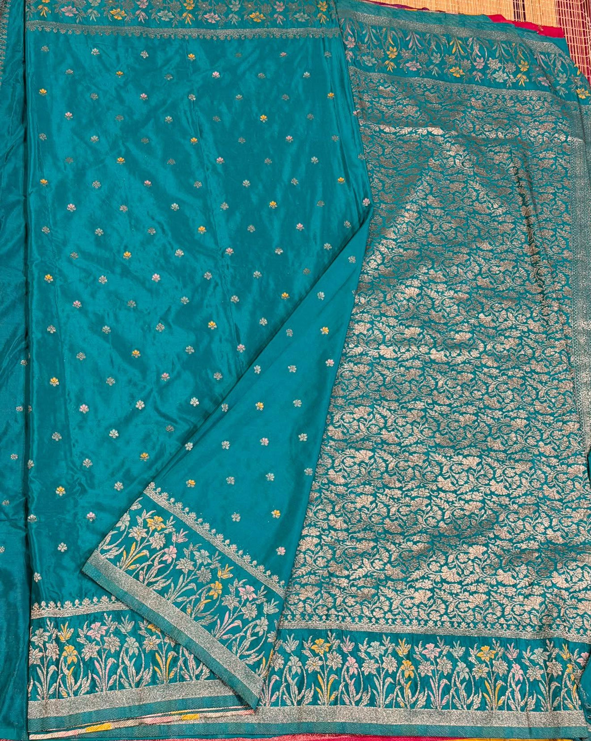 CW-1850 Rama green colour benny crepe saree