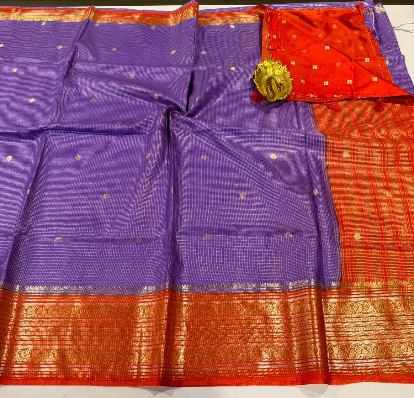VKC2149BB - Lavender n orange colour Brdr Vintage Kanchi saree