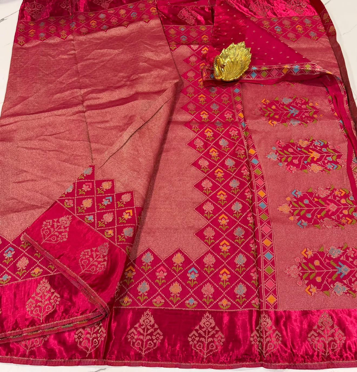 S-3200 Pink colour Kanchi tissue saree