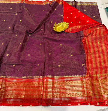 VKC2149BB - Wine n orange  colour Brdr Vintage Kanchi saree