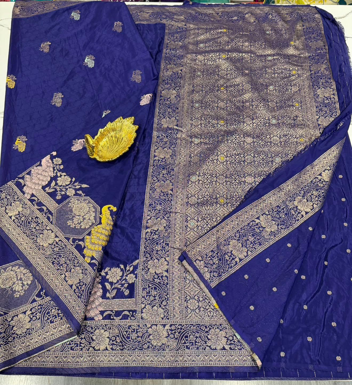 CG-1850 Navy Blue colour banaras crep Georgette saree