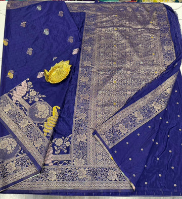 CG-1850 Navy Blue colour banaras crep Georgette saree