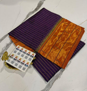 3mp Purple colour Muniya Paithani pure silk sarees
