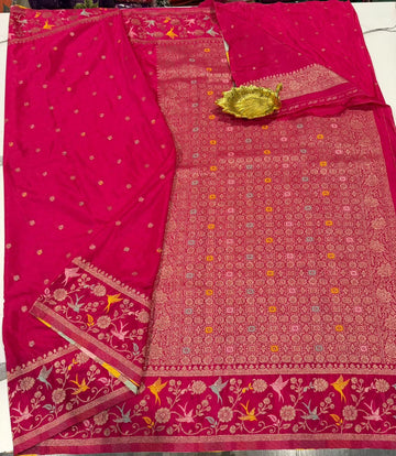 BCP-1850 Rani pink colour benny crepe saree