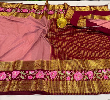 LD-M2 onion pink & merroon sarees semi mysore saree