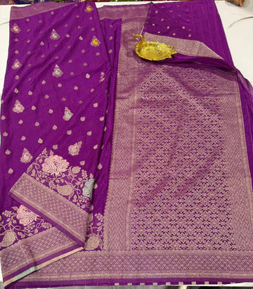 BC-1850 Purple colour benny crepe saree