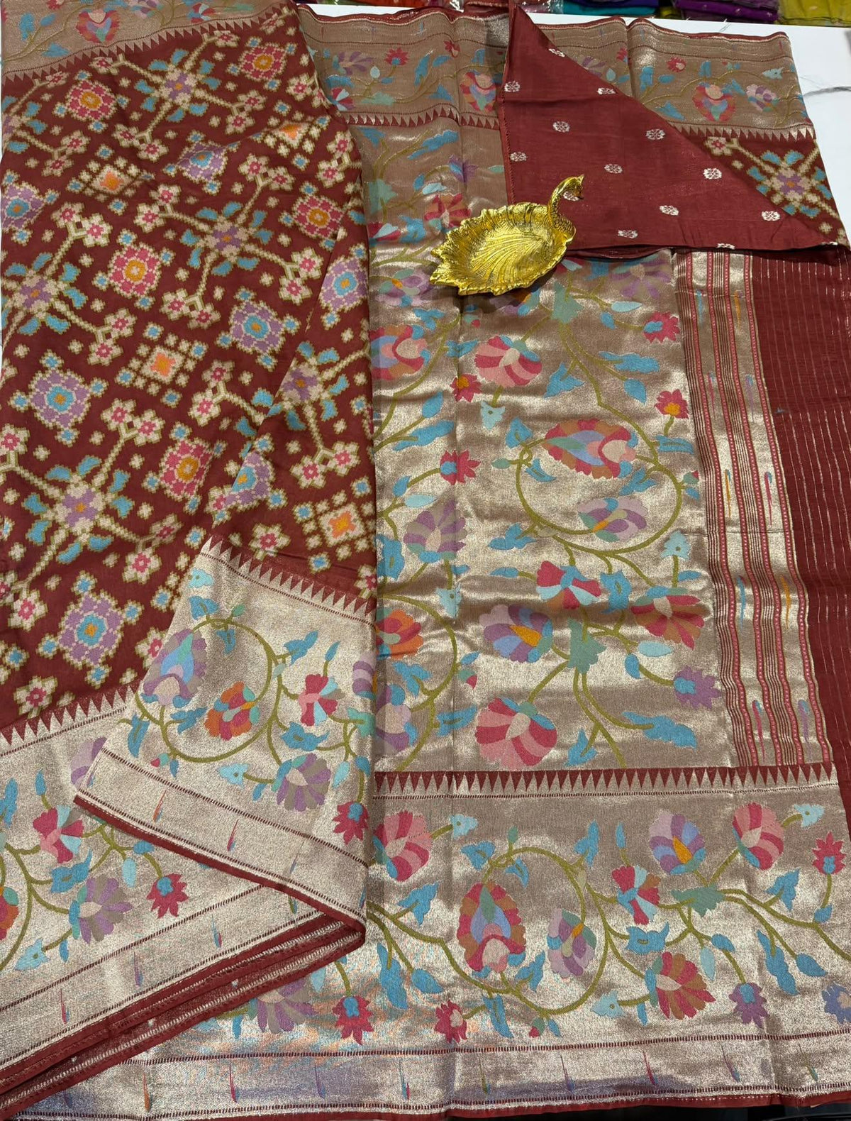 PZ-5999 Brown colour Fusion Patola paithani saree