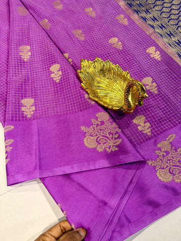 L-2050 lavender nd Violet colour Georgette satin borders saree