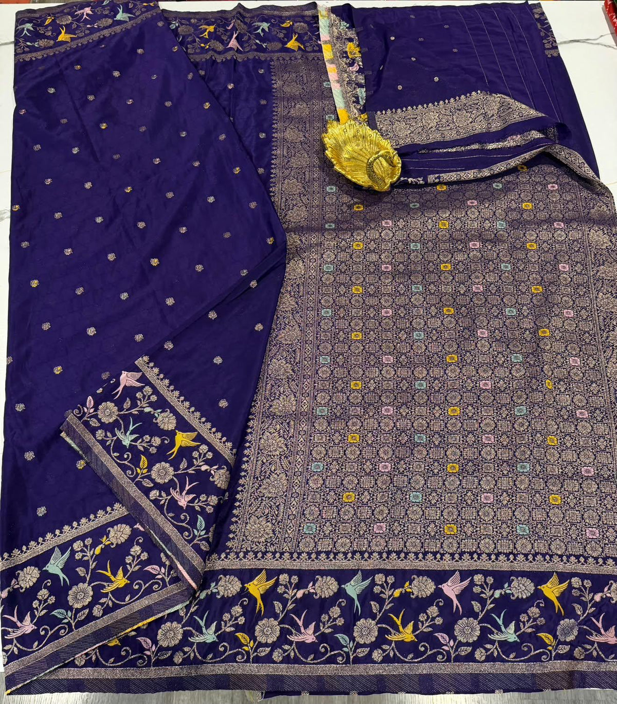 BCP-1850 Royal purple colour benny crepe saree