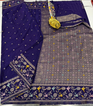 BCP-1850 Royal purple colour benny crepe saree