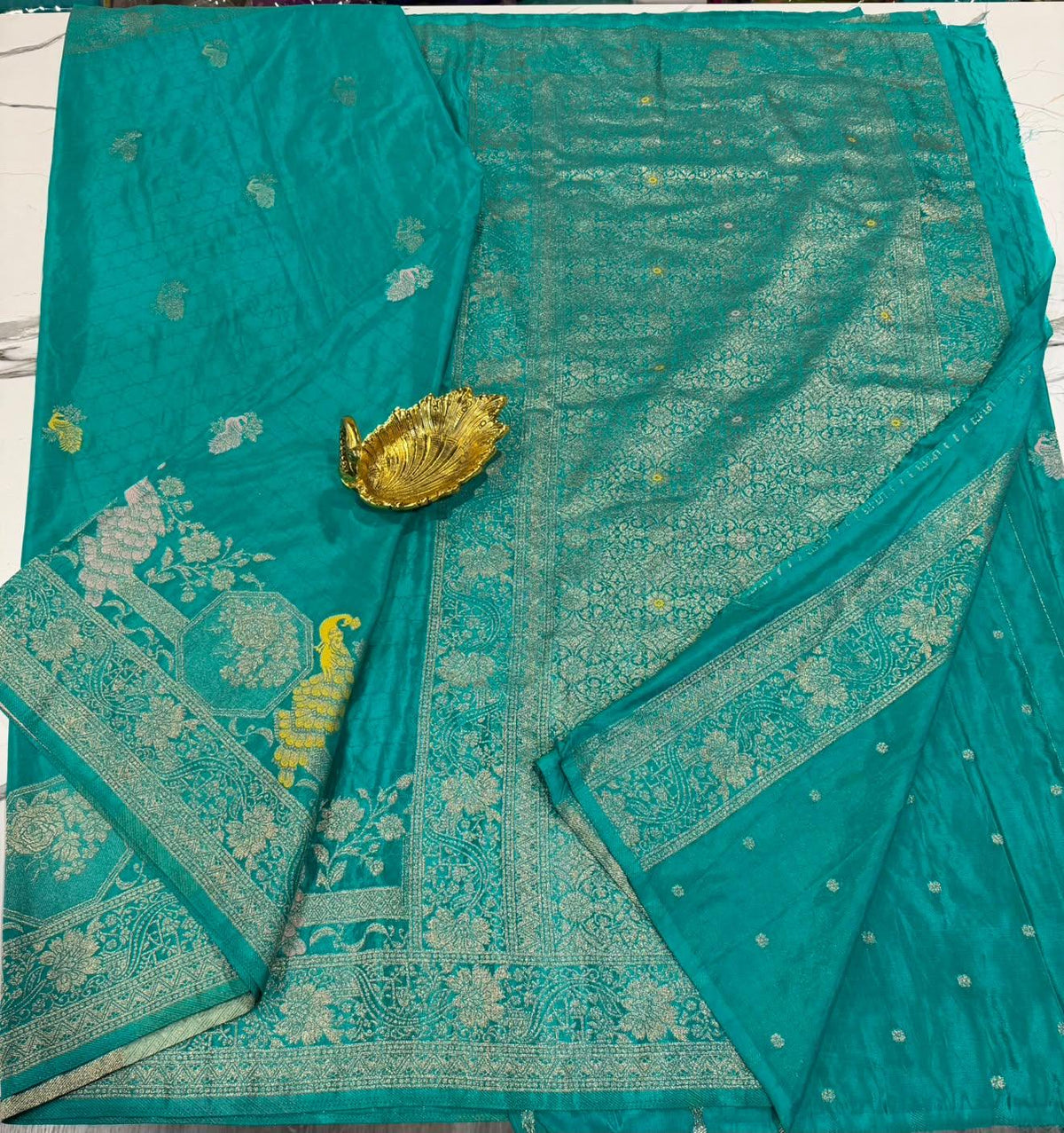 CG-1850 Krishna blue colour banaras crep Georgette saree