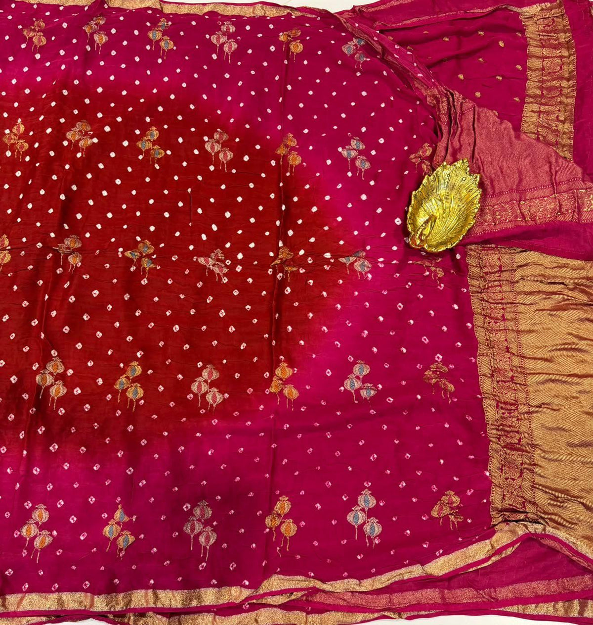 MH-4950 Pink nd Brown colour Mashru Bandija Saree