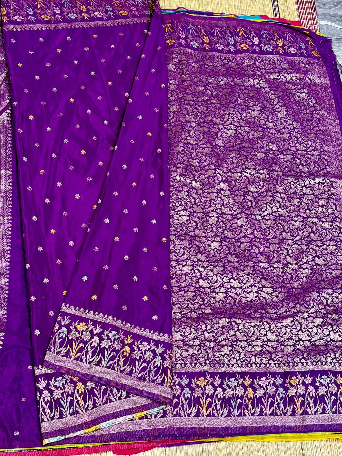 CW-1850 Dark purple colour benny crepe saree