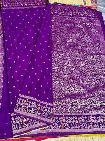 CW-1850 Dark purple colour benny crepe saree