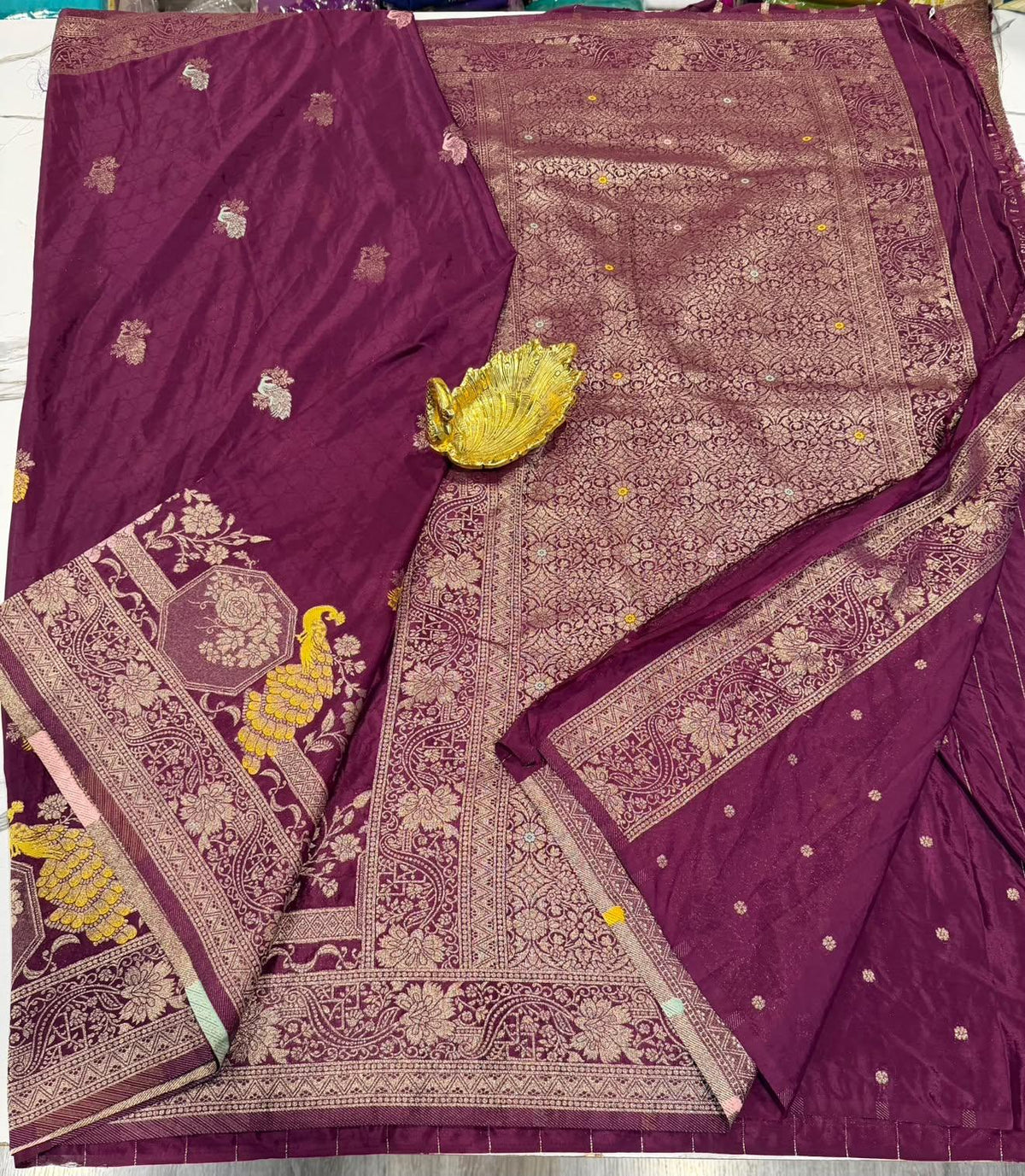 CG-1850 Wine colour banaras crep Georgette saree