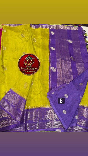 GM-1699 Pista green n Lavender colour Banaras Green mango saree