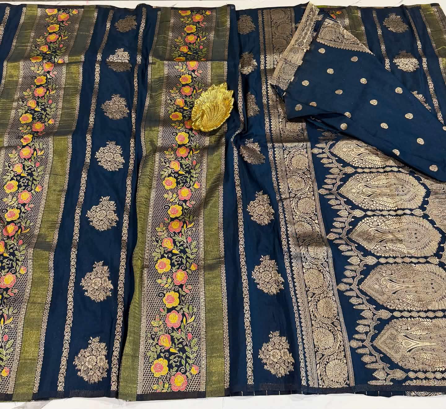 LD-M16 munga crape sarees peacock blue colour