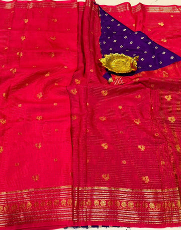 SA-1950  Rani pink colour banaras vintage Kanchi saree