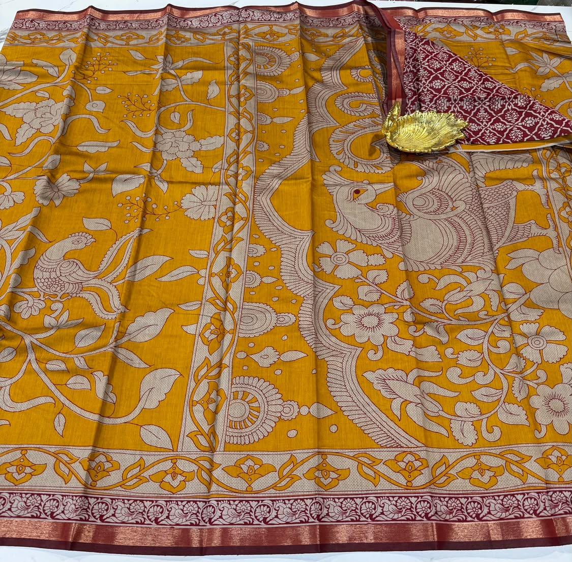 Yellow colour Mashru mangalagiri saree
