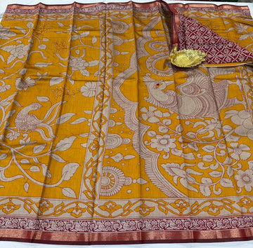 Yellow colour Mashru mangalagiri saree