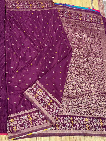 CW-1850 Wine colour benny crepe saree