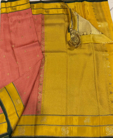 BV-4 Red n yellow colour Benaras viscous crepe saree