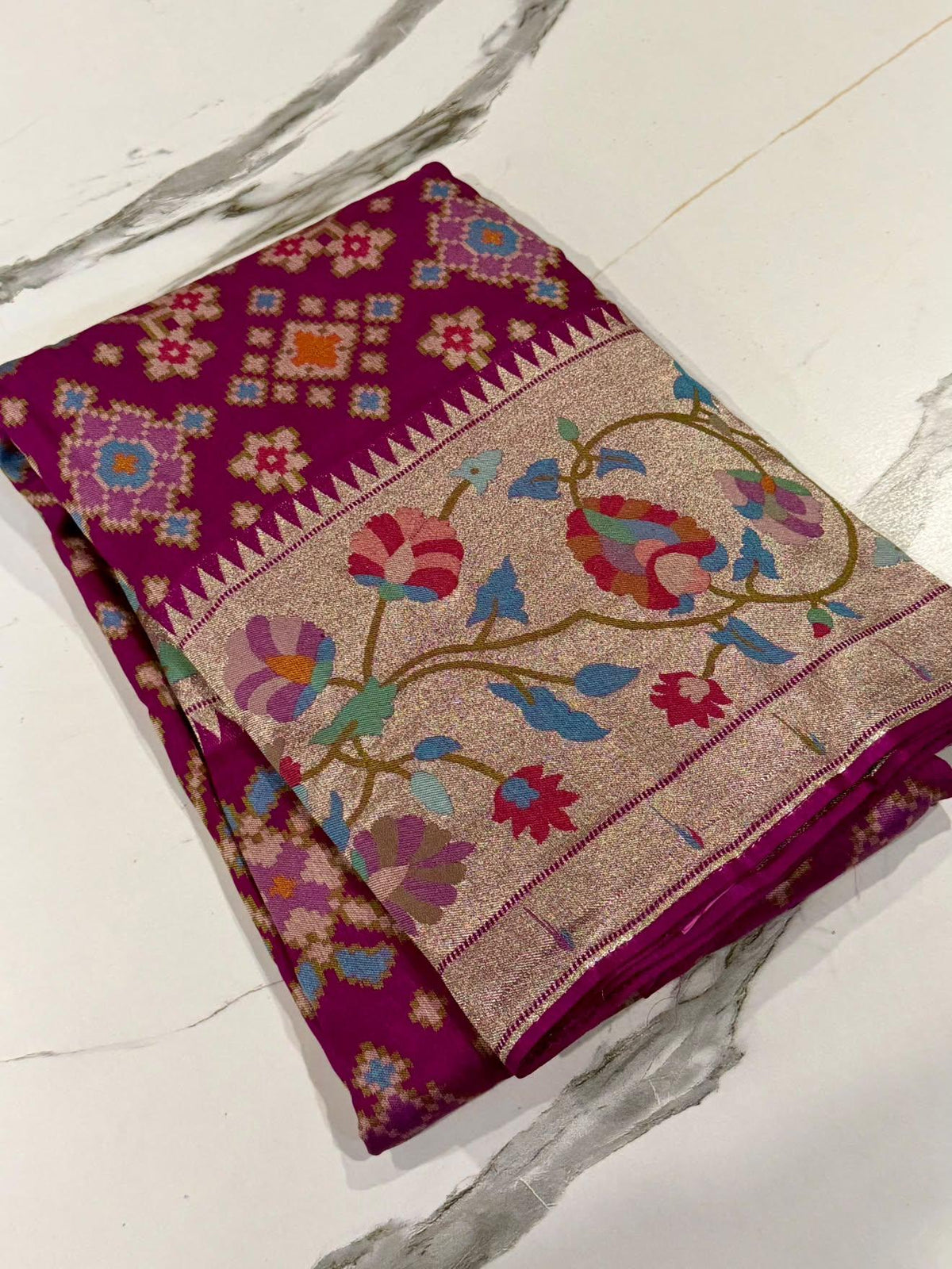 PZ-5999 Purple colour Fusion Patola paithani saree