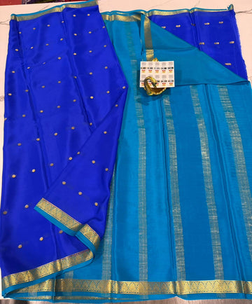 M-76 Blue n Krishna blue colour pure Mysore crep saree
