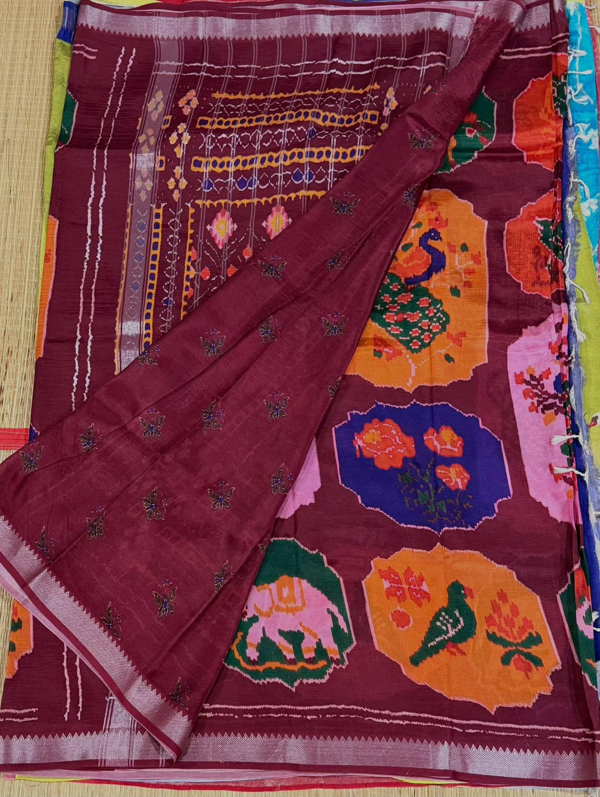 MH-33 Maroon colour Handloom Mangalagiri pattu saree