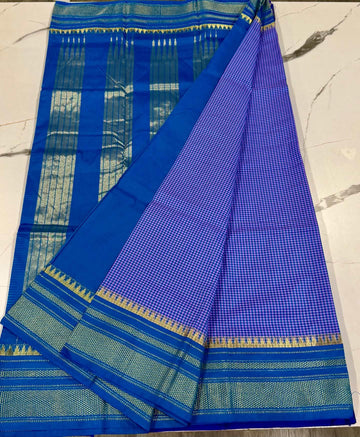 LD-N22 narayanapeta checks saree blue and blue saree