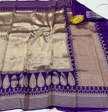 Kk-4500 violet colour kanchi kora tissue saree