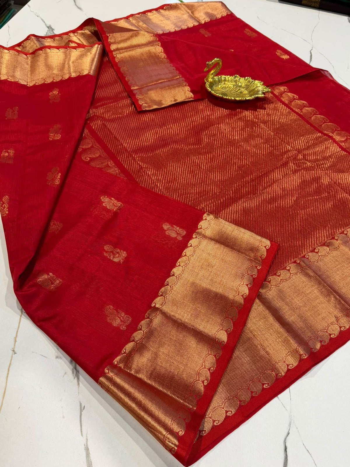 G-4200 Red Colour Pure Handloom Mangalagiri Pattu saree