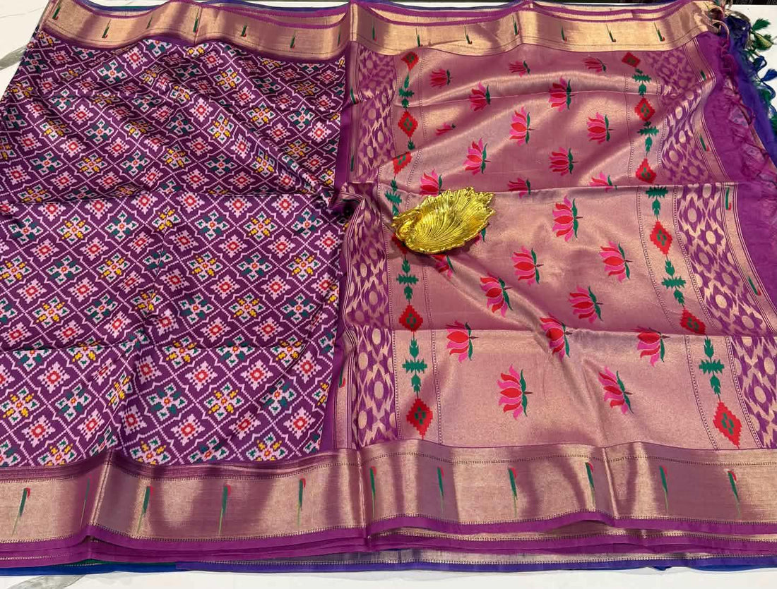 LD-21 muniya navaratna patola sarees purple saree