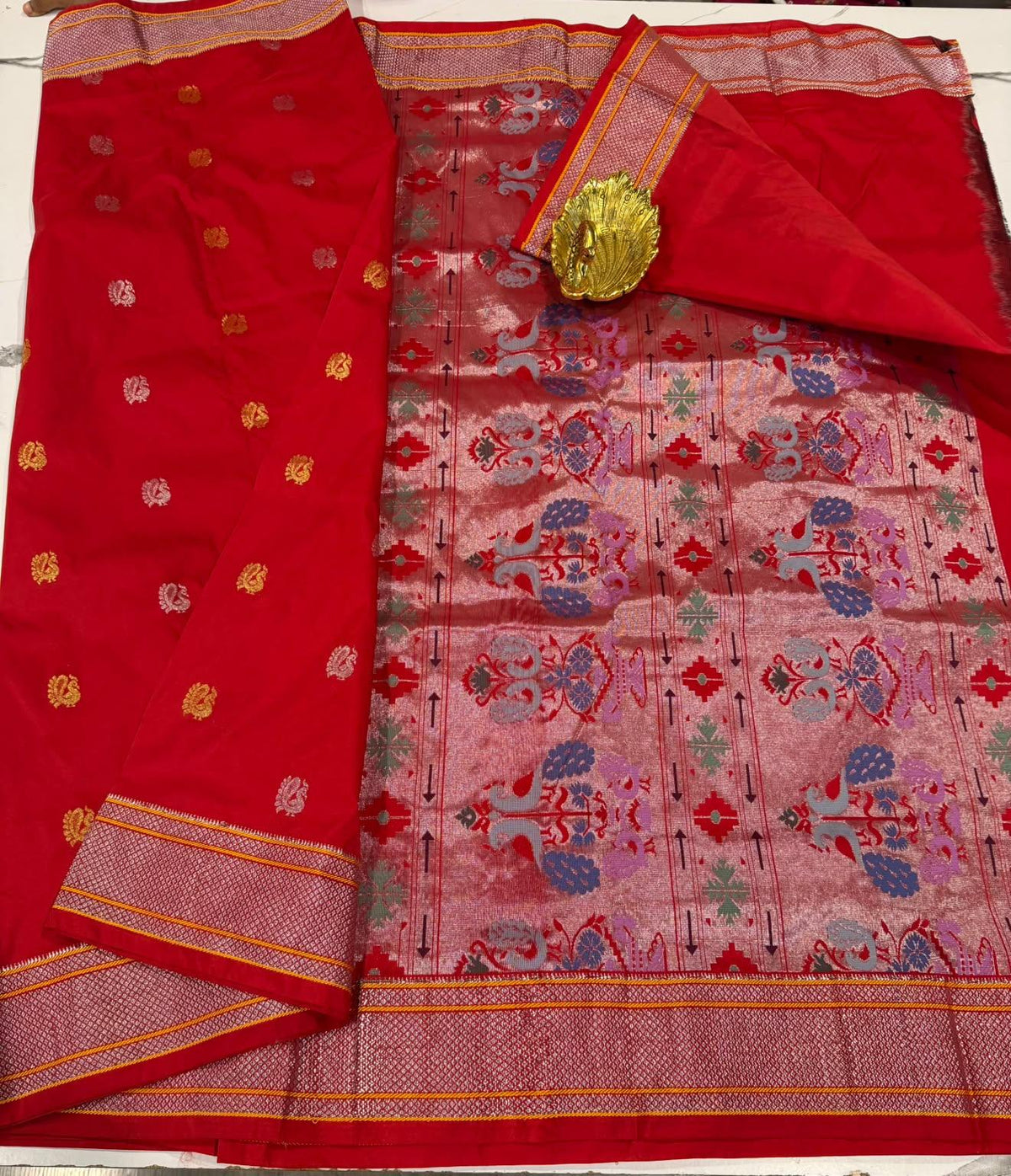 PT-3100 Red colour Narayanapet saree