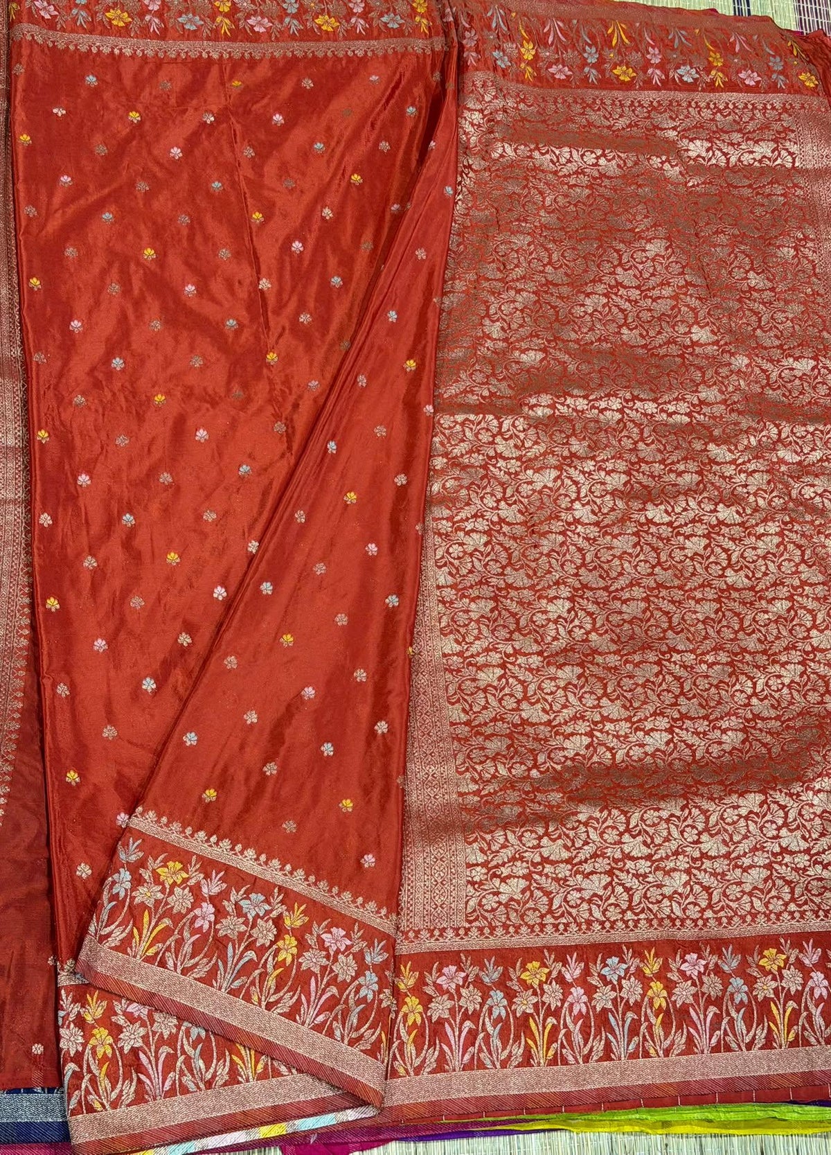 CW-1850 Rust colour benny crepe saree