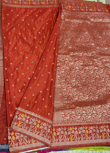 CW-1850 Rust colour benny crepe saree