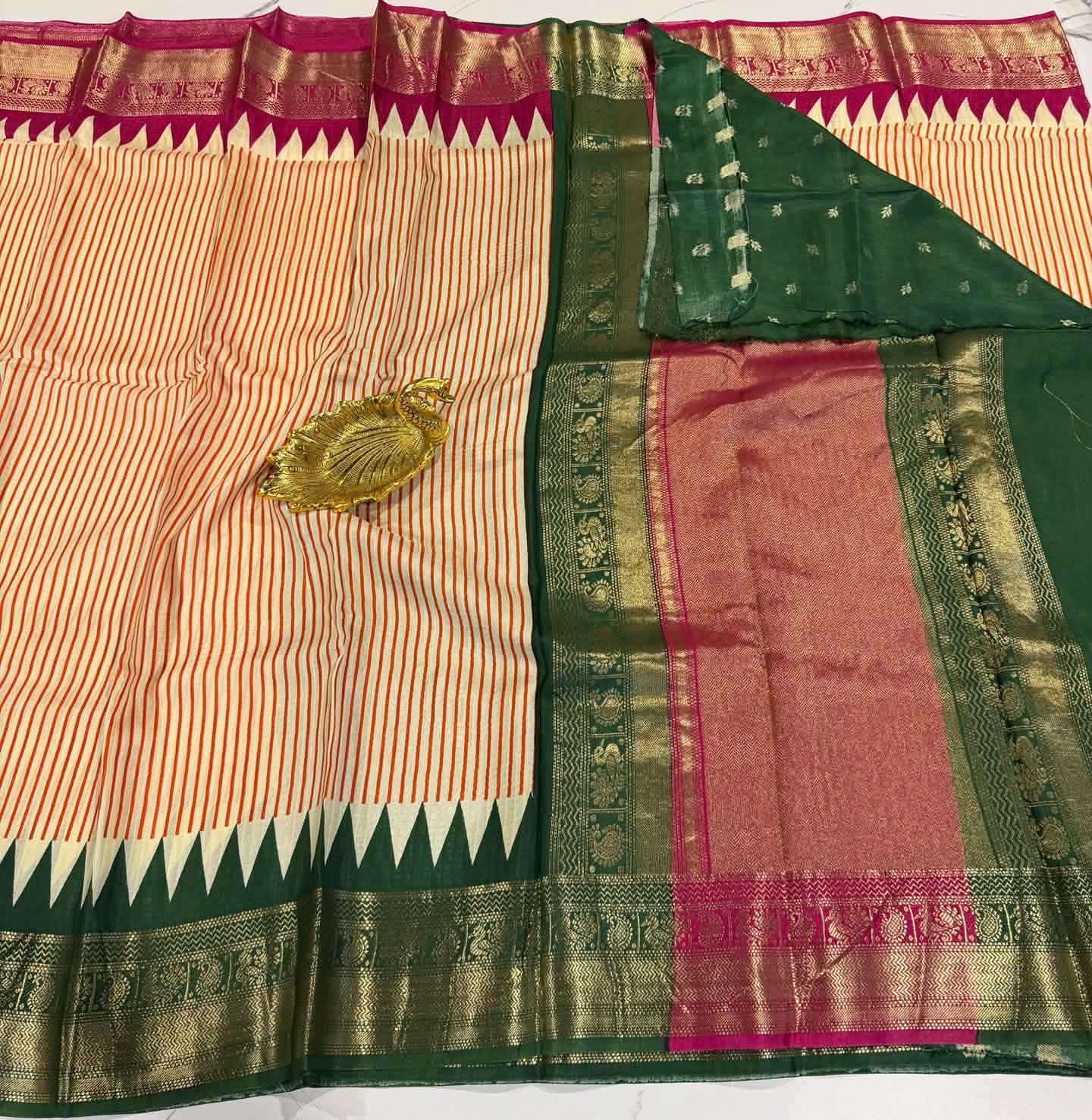 LD-2650 Ganga Jamuna saree pink and green saree