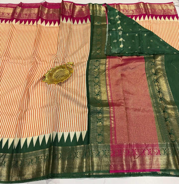 LD-2650 Ganga Jamuna saree pink and green saree